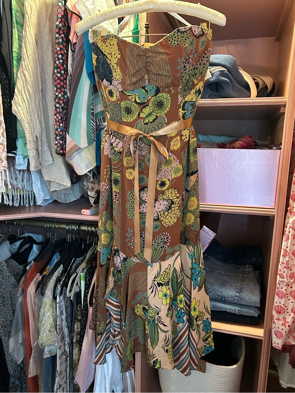 Nanette Lepore VTG Butterfly Print Dress Hankerchief hem Size 4